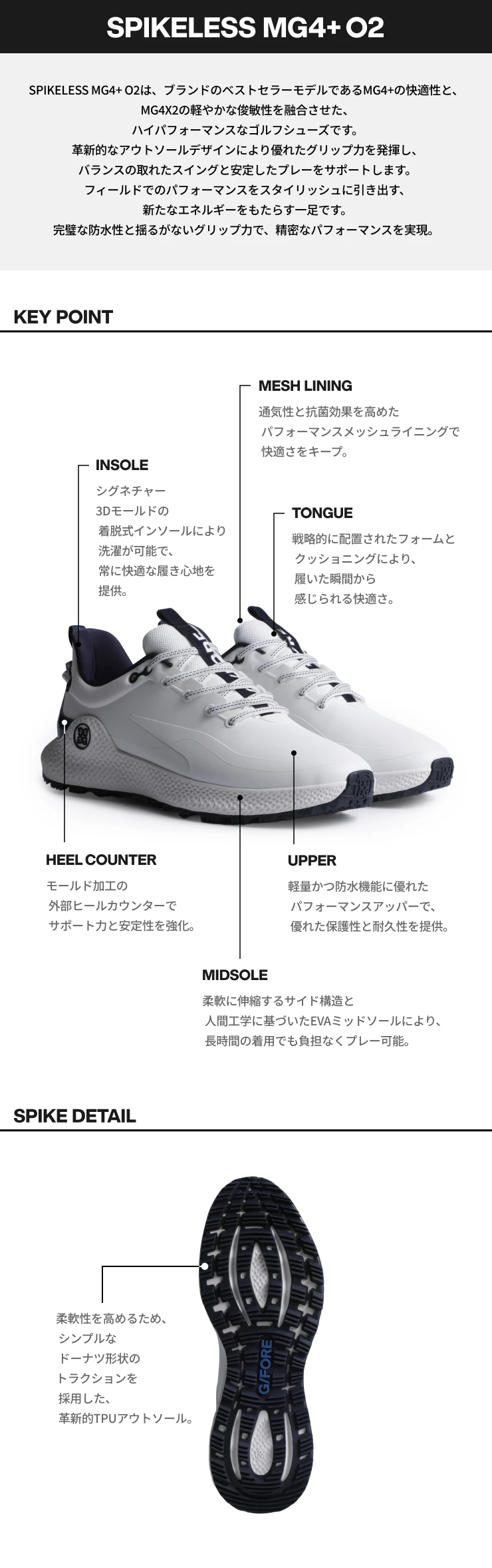 SPIKELESS MG4+ O2 ゴルフシューズ (MEN) / G/FORE（ジーフォア）のO2