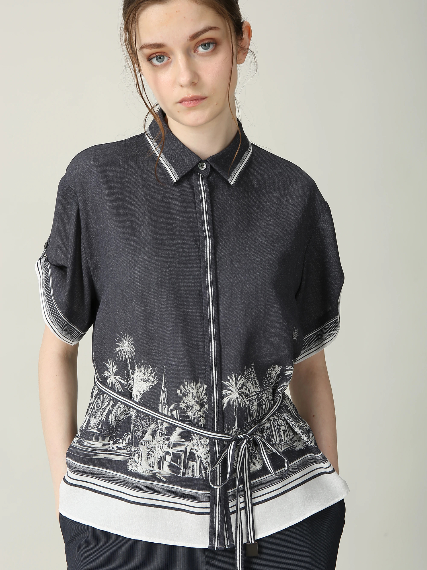 ニース パネルプリント ブラウス シャツ ｜ MORABITO BLANC（モラビト