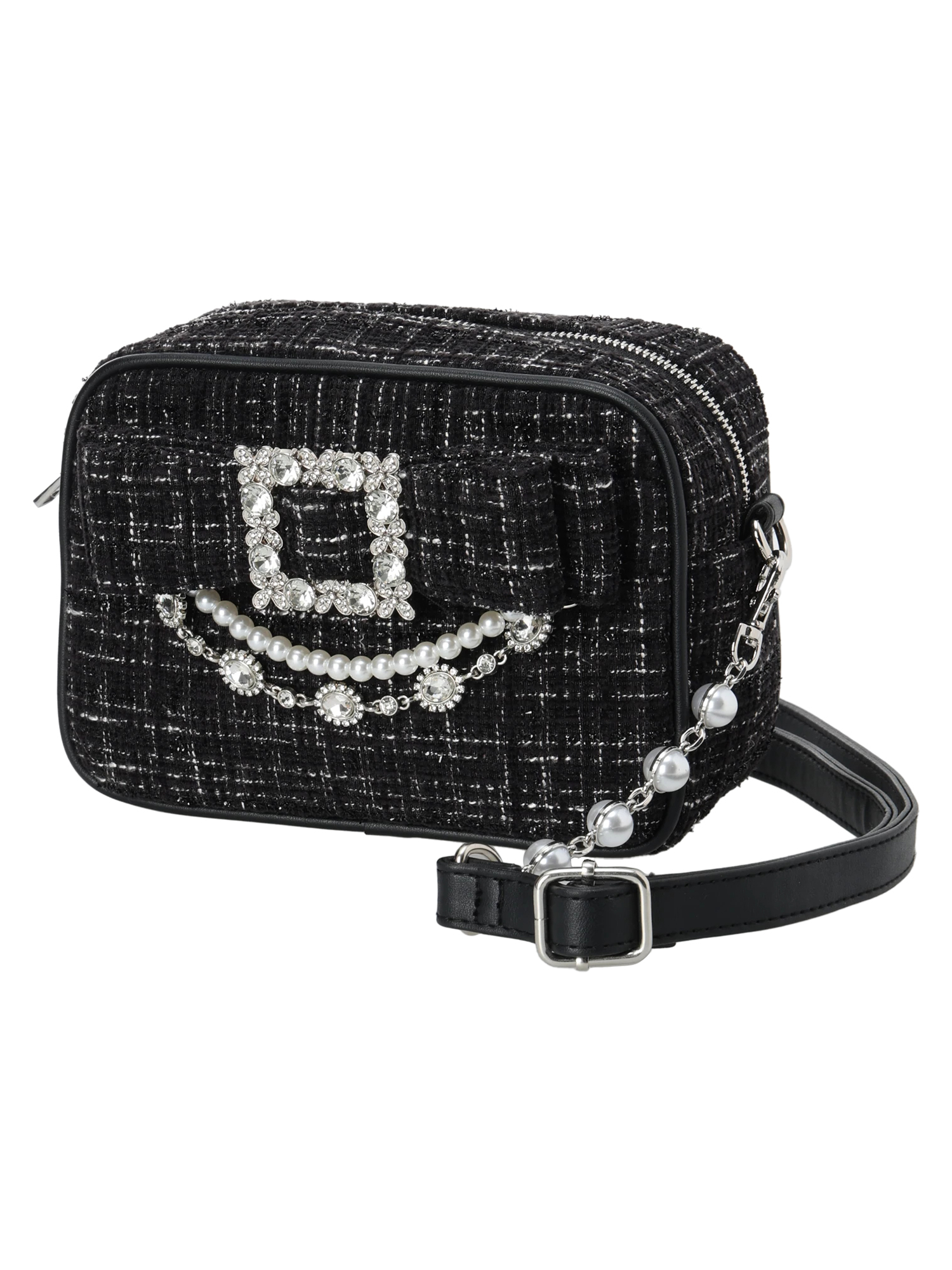 お嬢さんツイードリボンビジューショルダーバッグ（ショルダーバッグ