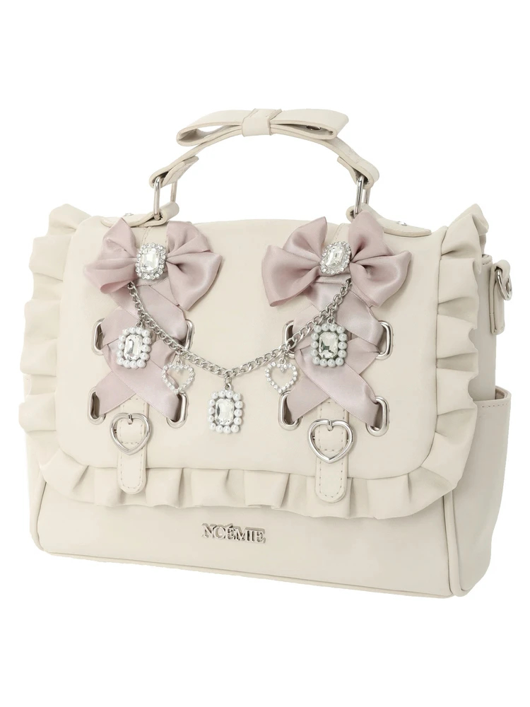 キラキラリボンチャーム3WAYリュック（リュック｜アイボリー・ピンク