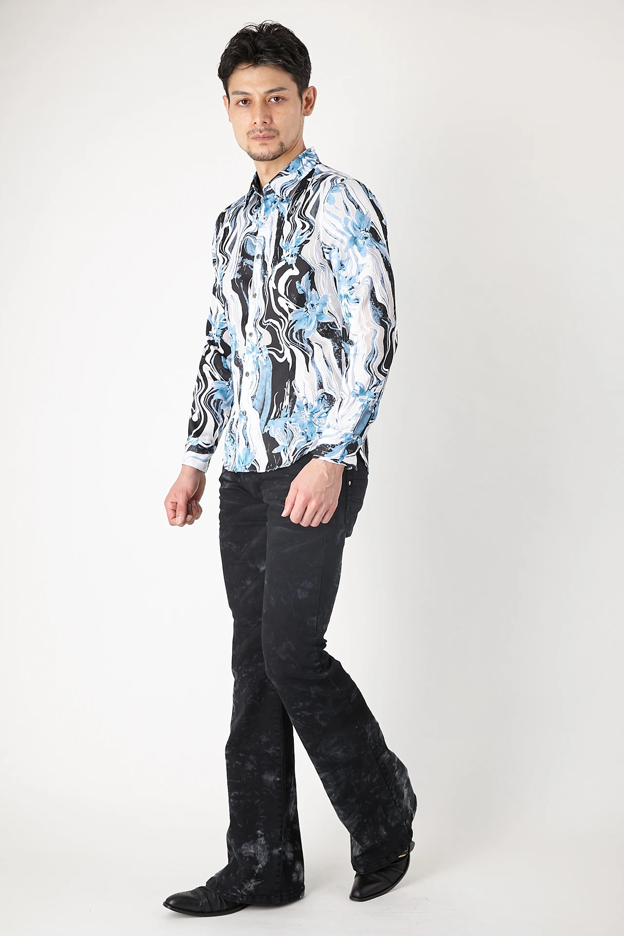 TORNADO MART∴マーブルフラワープリントシャツ / TORNADO MART