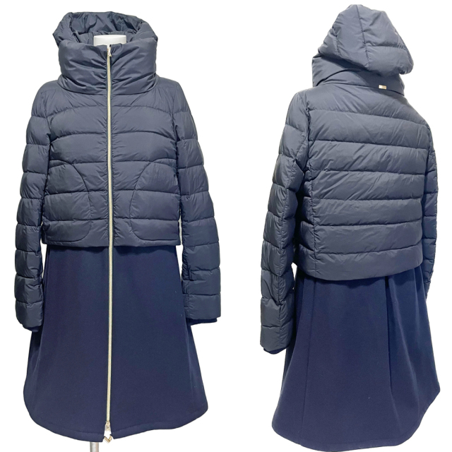 ヘルノ ウール＆ナイロン切り替えダウンコートジャケット PI1214D