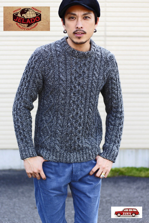 JELADO」 ジェラード ウール ケーブルニットセーター クルーネック