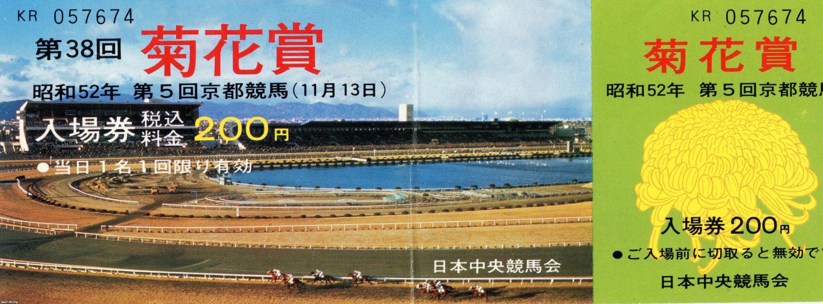 馬・競馬（昭和52年）▷第38回菊花賞（京都競馬場・於）の入場券