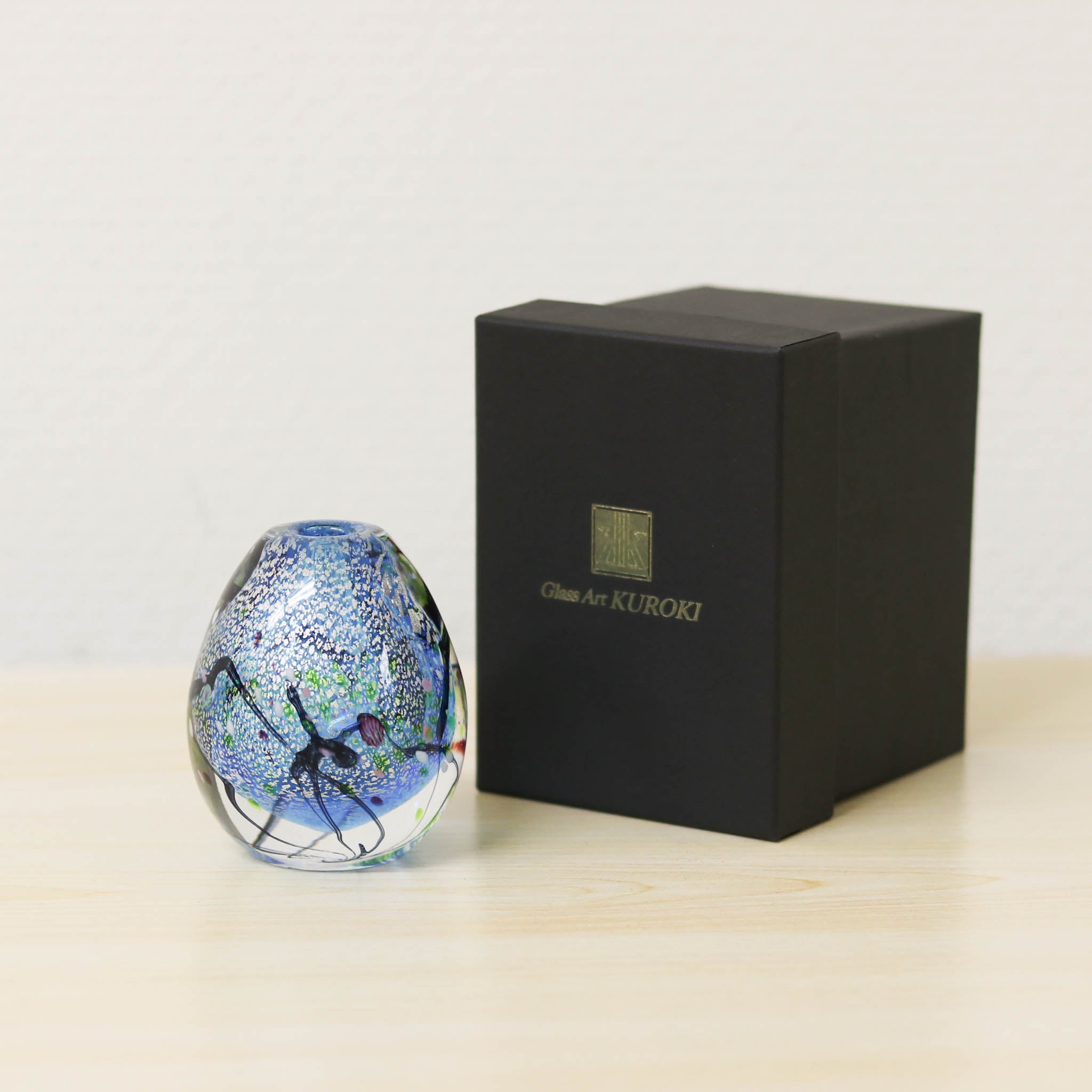 綾ガラス 一輪挿し | 光琳 爽 | オーシャンブルー | グラスアート黒木