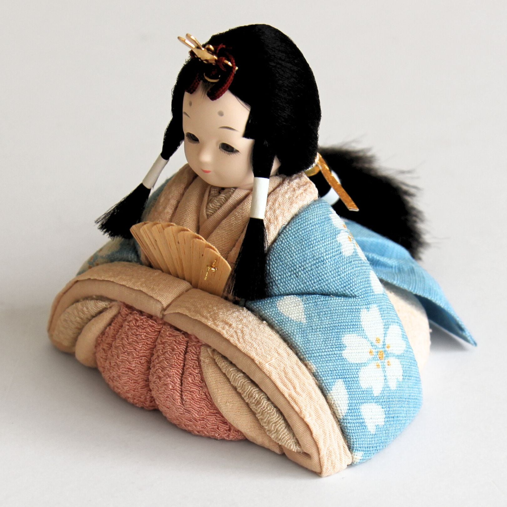 雛人形セット 藍染 | 桜柄 | 丸型グレー台 | 工房 縫nui