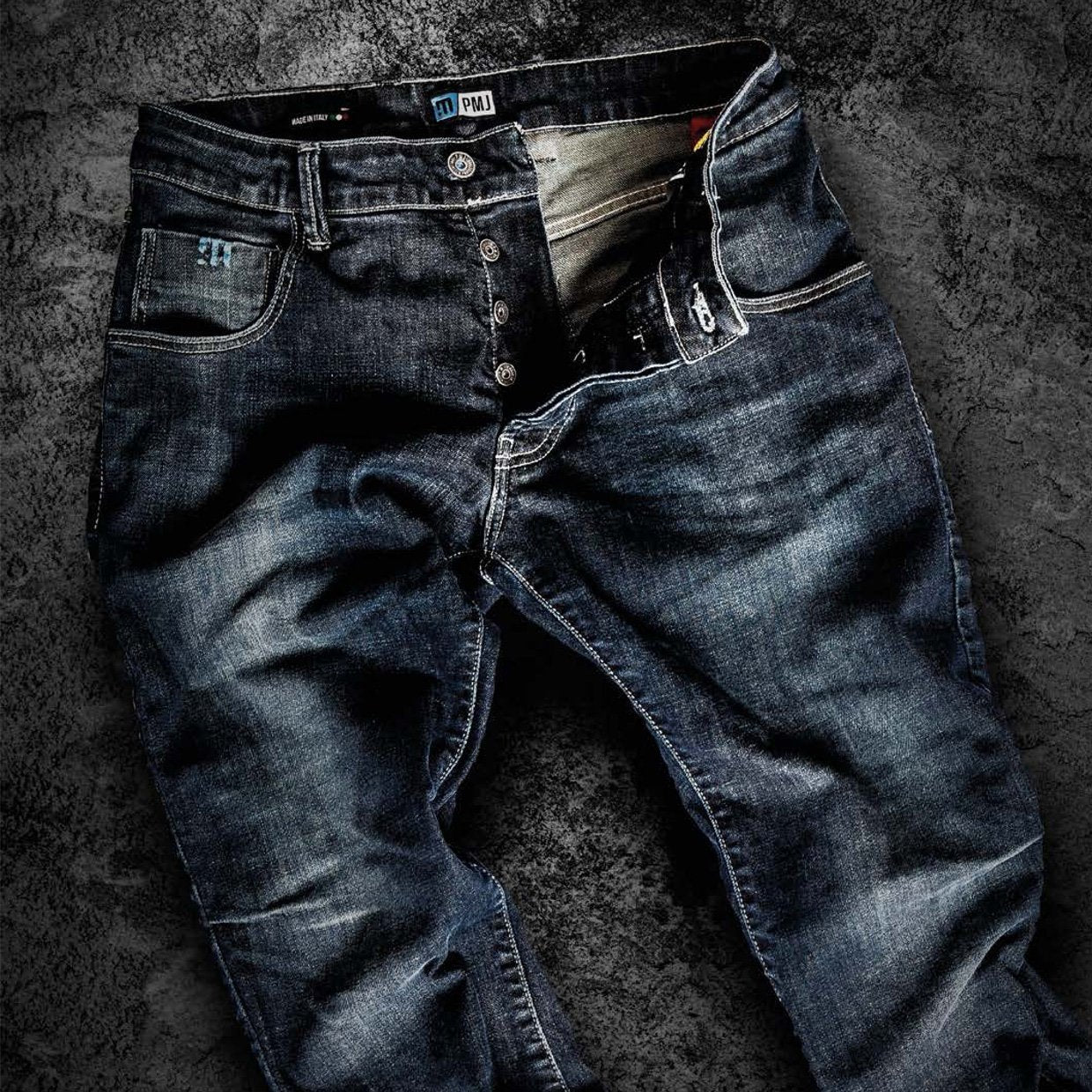 試着無料】PMJ ライダー - バイク パンツ デニム カジュアル 細身