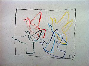 20 黒田征太郎「鳩」（パステル画）1995年 – JazzTokyo