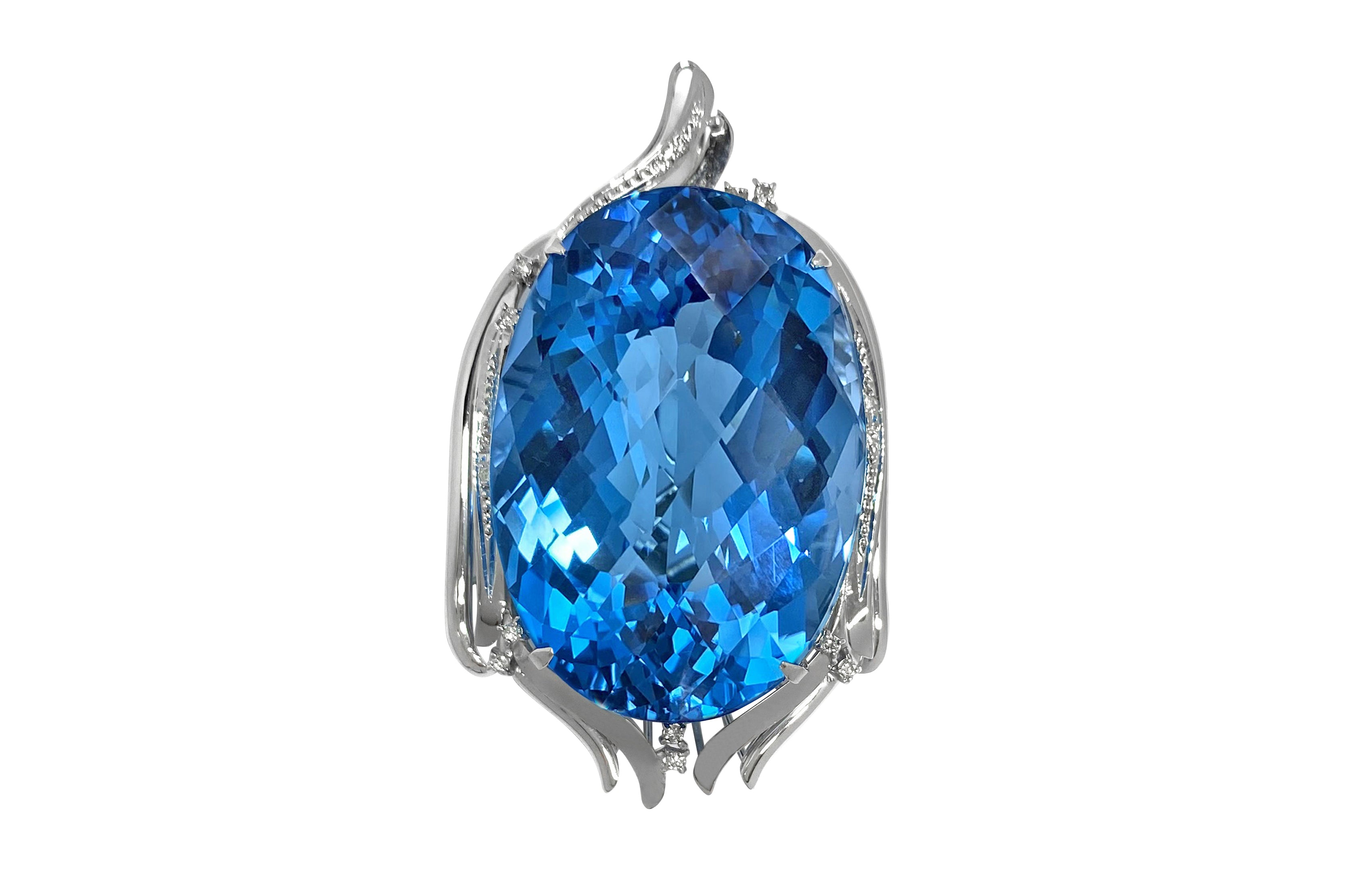 Blue Topaz K18WGブルートパーズ ダイヤモンドペントップ (NO.49912