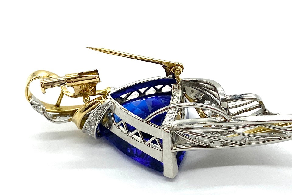 Tanzanite Pt900/K18タンザナイト ダイヤモンドペントップ兼ブローチ