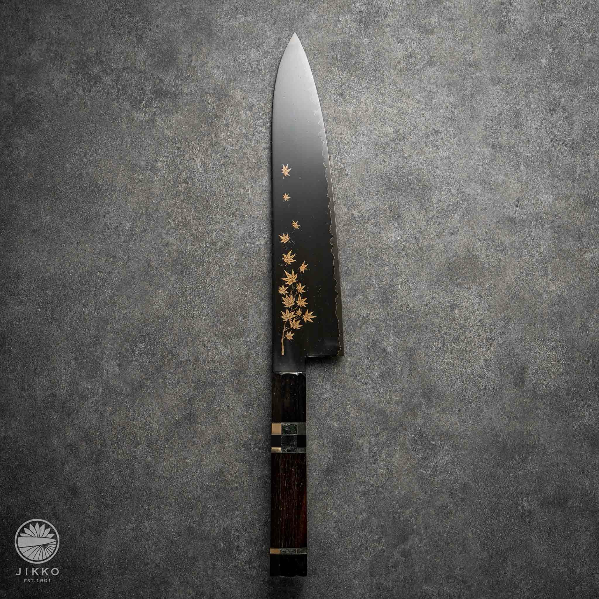 カスタマイズ】銀座 牛刀210mm 紅葉 黒檀銀巻柄 | 包丁通販なら明治33