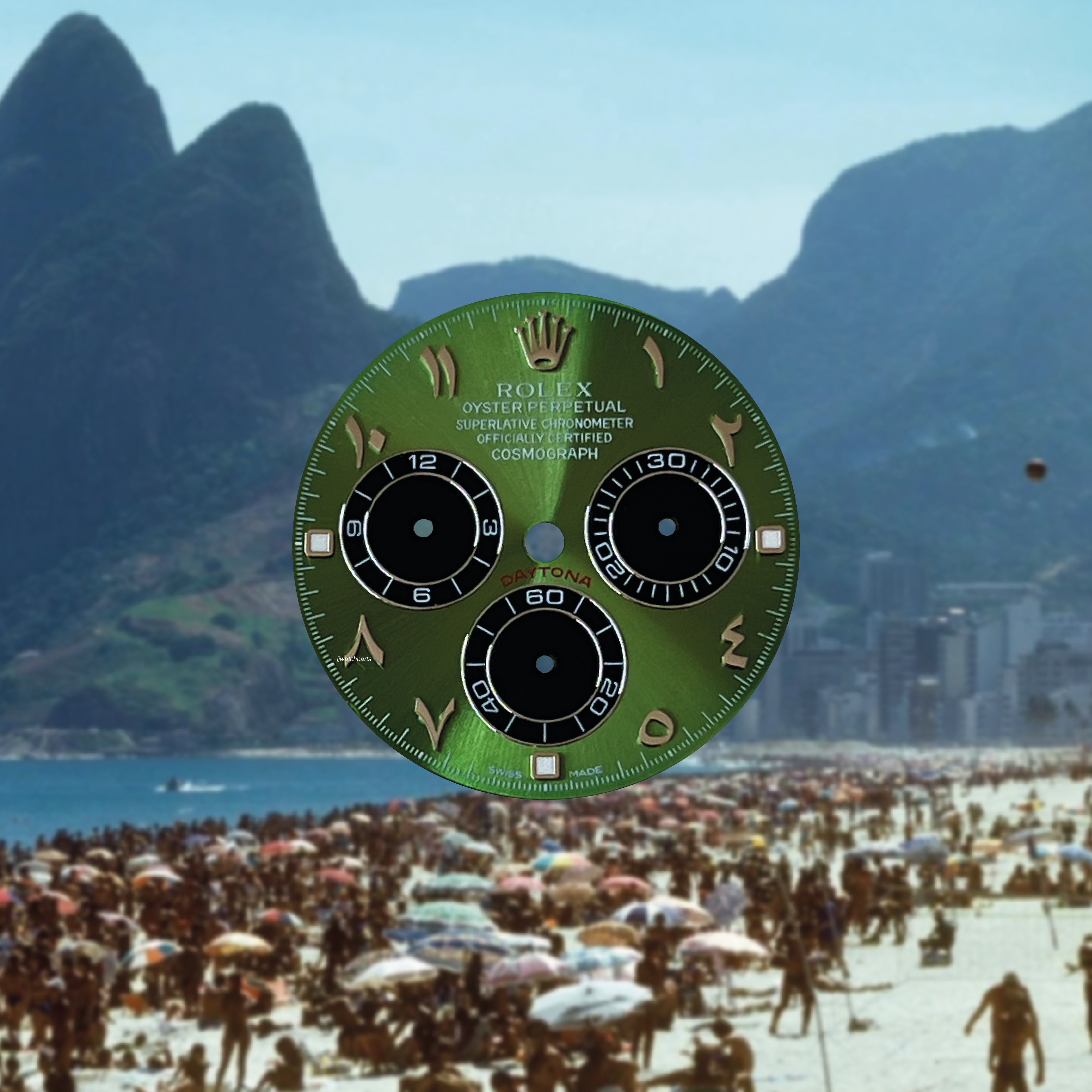 Custom Rolex Daytona 116500 Platinum Green Sunburst Dial Arabic