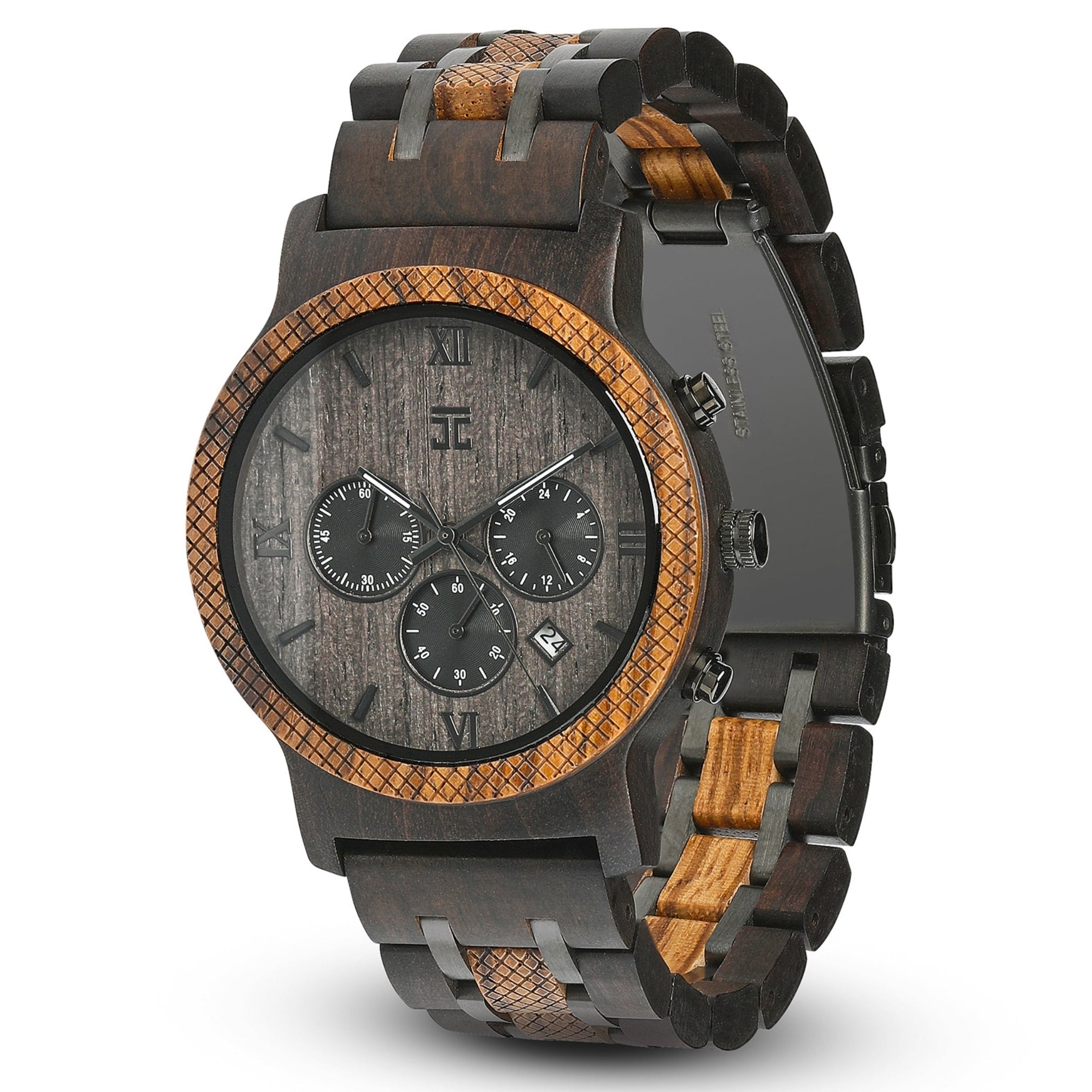 Dark Sandalwood x Zebra Wooden Chronograph Watch | Joycoast