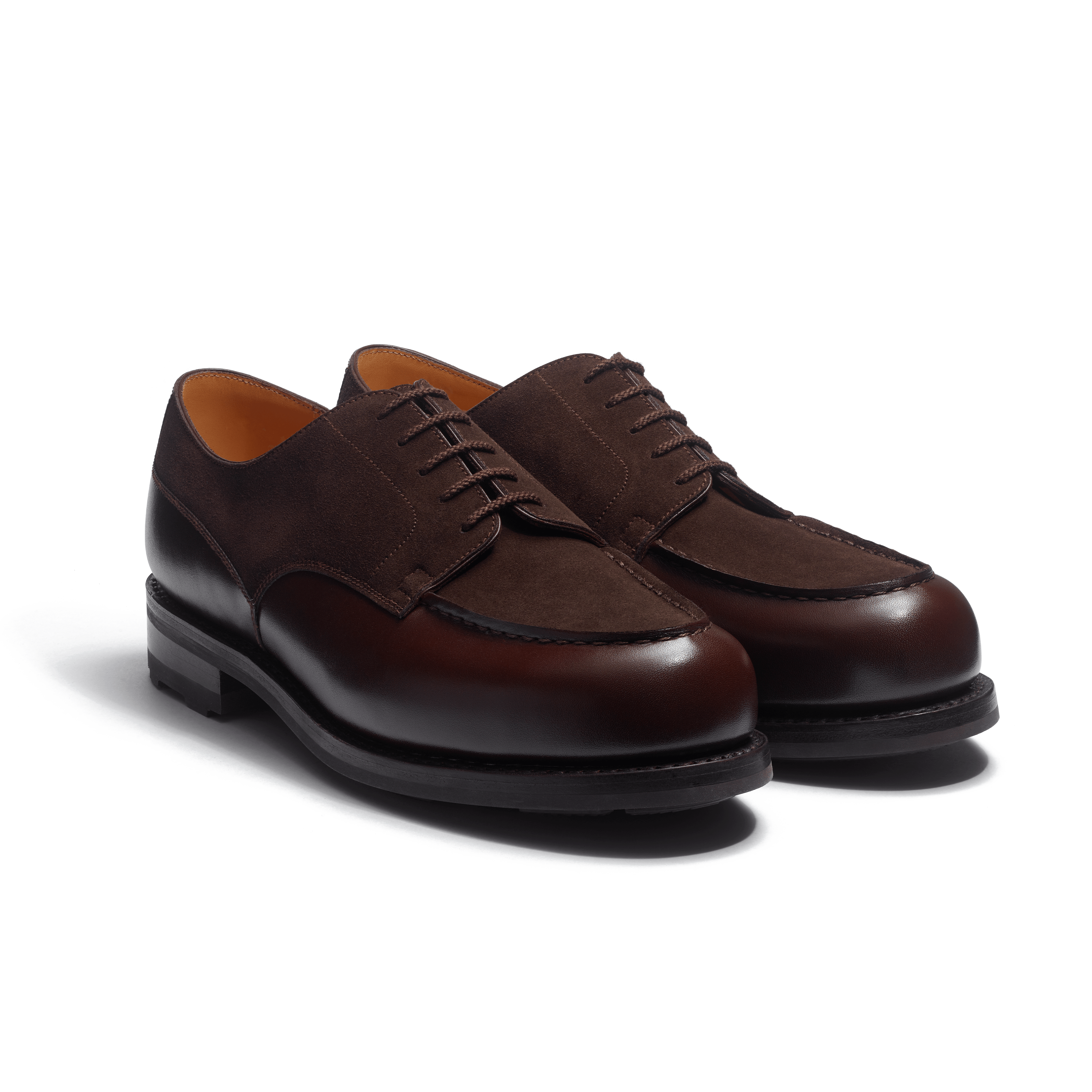 Men's Dark brown box calfskin & Dark brown Suede calf leather