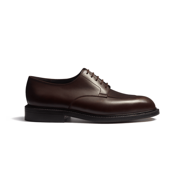 Men's Brown Leather Half-Hunt Derby in Brown soft calfskin with
