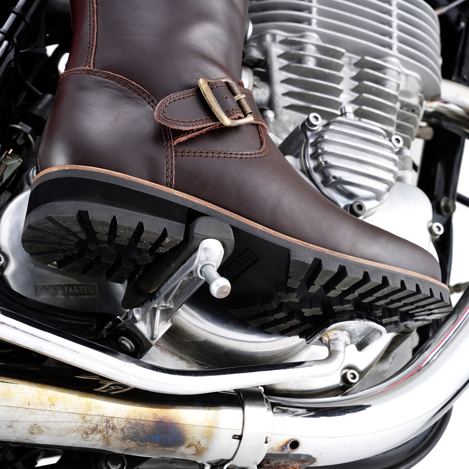 17145 エンジニアブーツ ダークブラウン 牛革 シフトパッド内蔵 サイド