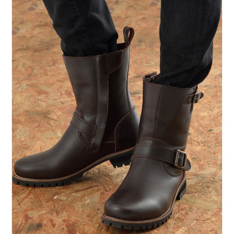 17145 エンジニアブーツ ダークブラウン 牛革 シフトパッド内蔵 サイド