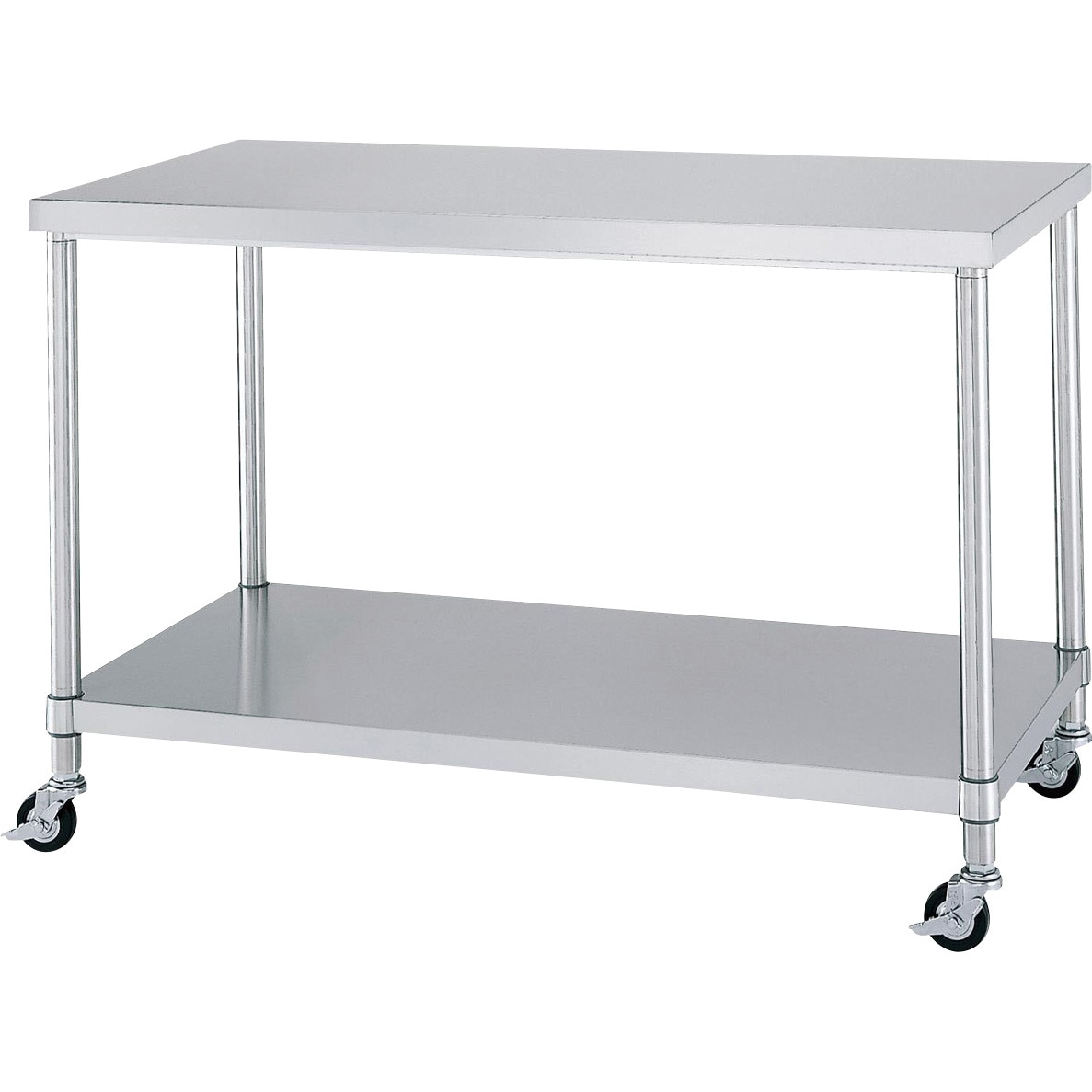 WBC-12060-U75 キャスター付きステンレス作業台(ベタ棚仕様)(SUS430
