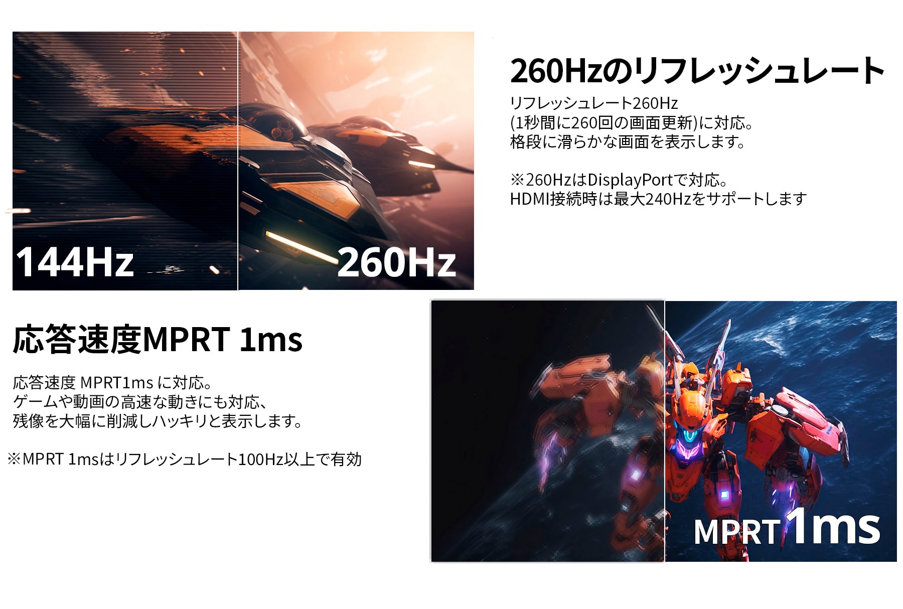 JAPANNEXT 24.5インチ VAパネル搭載 260Hz対応 フルHD(1920x1080