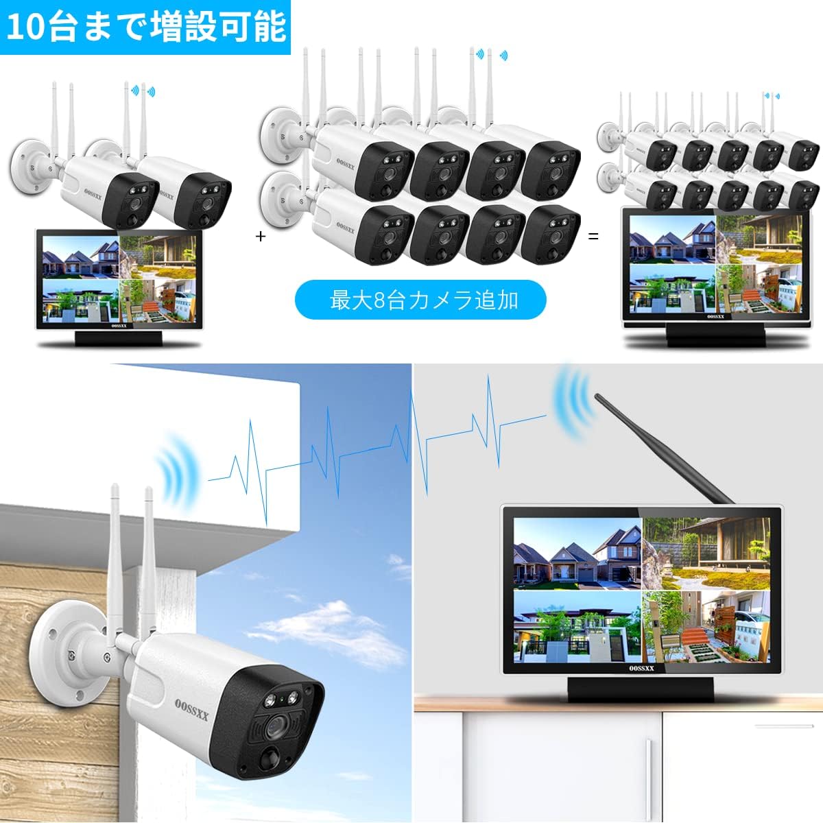 500万超高画素 デュアルアンテナ 安全無線 130°超広角 AI&PIR二重検知