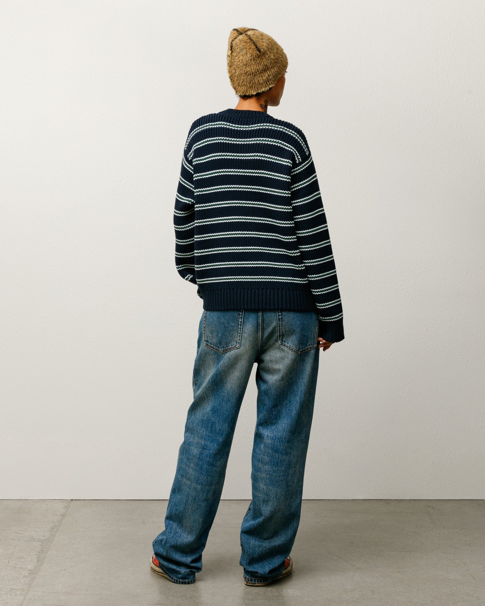 Chunky Cotton Stripe Sweater – Ocean | Tops & Knits | Stüssy Japan