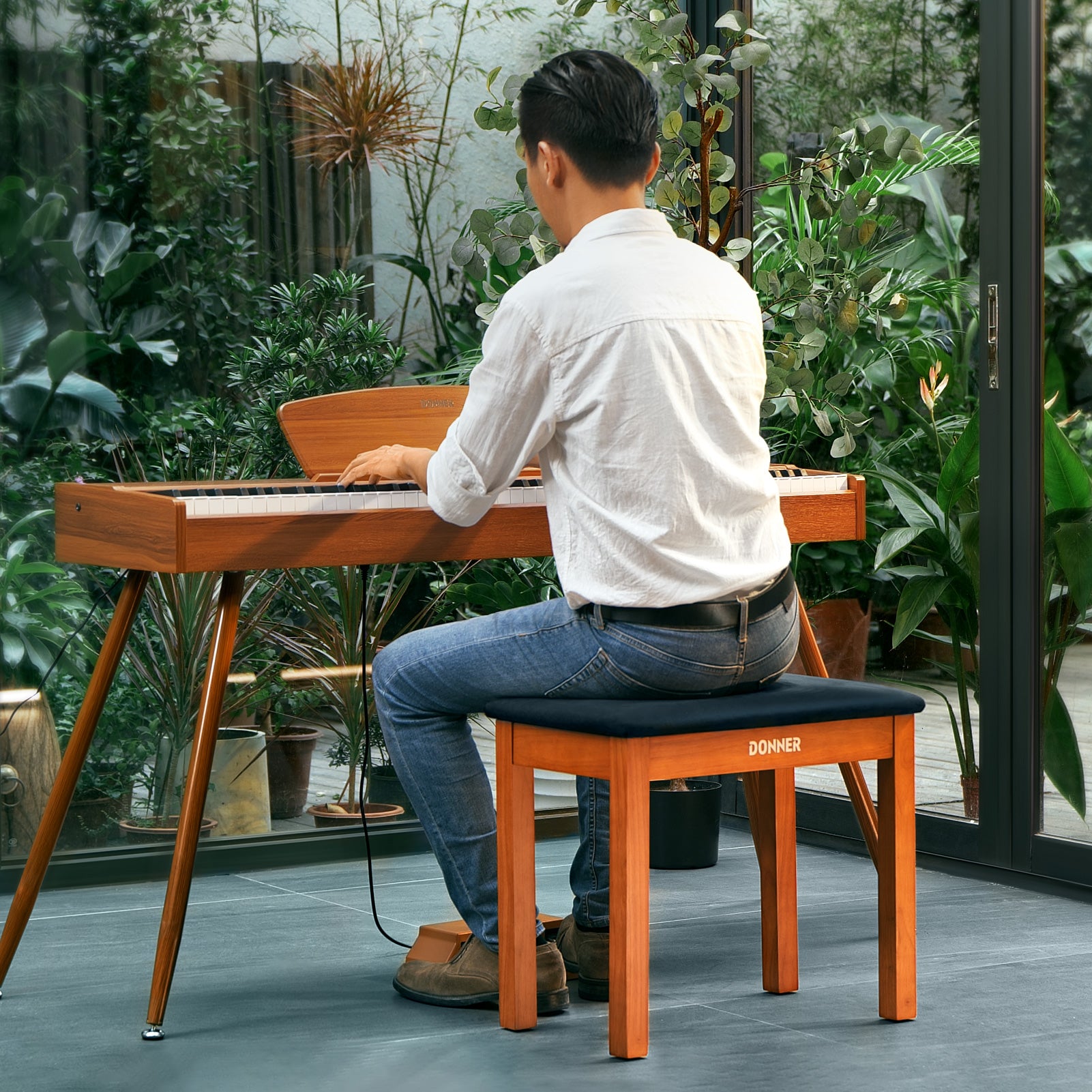 Donner ピアノ椅子 | 楽譜収納付き木製キーボードベンチ