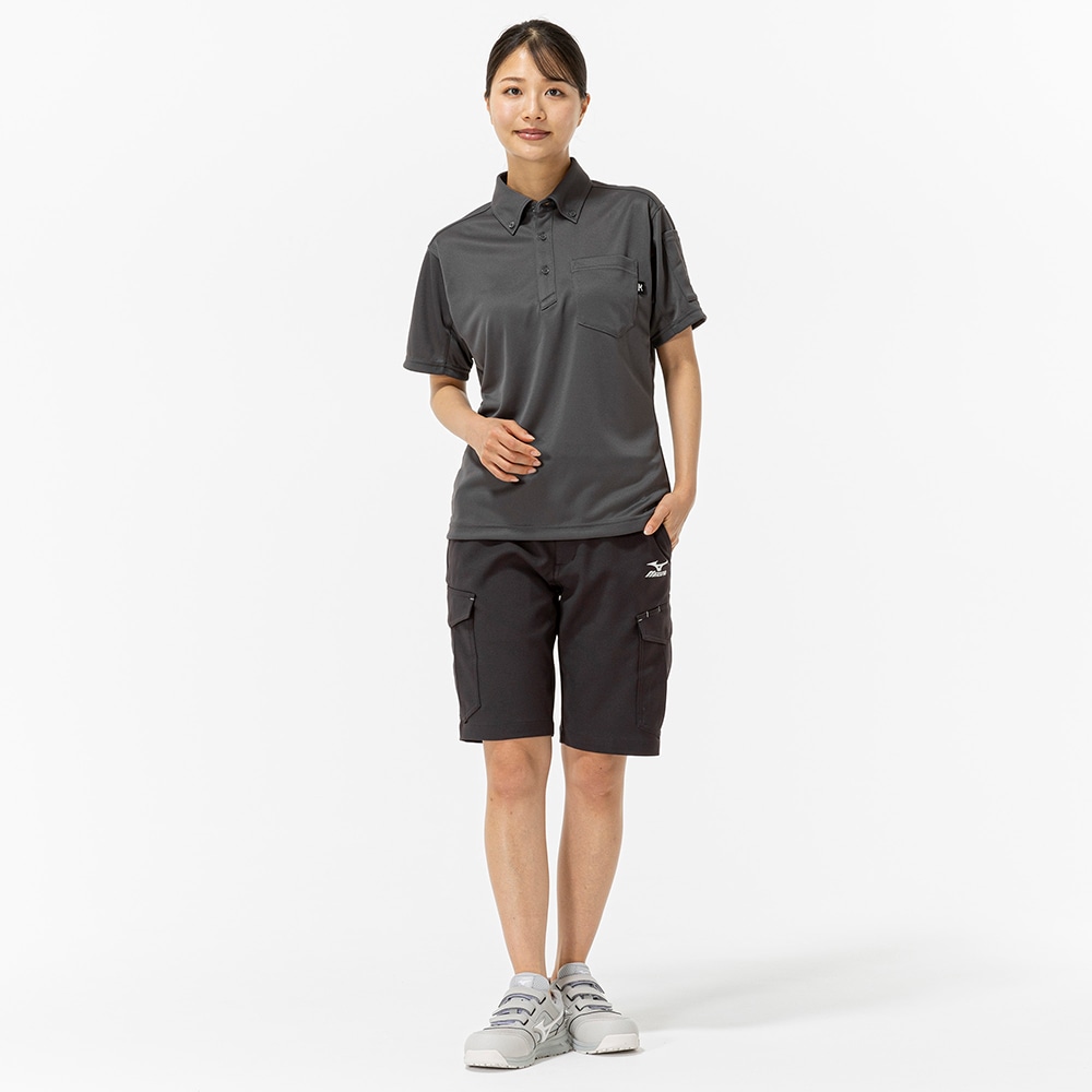 ワークボタンダウン ポロシャツ(ネーム刺繍対応／制電／半袖