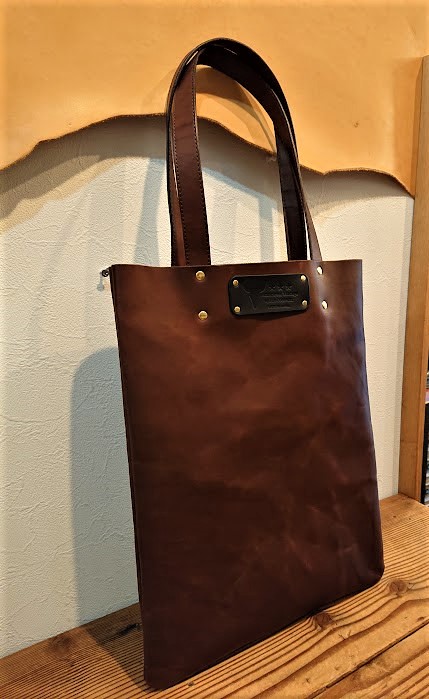 栃木レザー製 JUN COMPANYオリジナルトートバッグ【チョコレートブラウン】