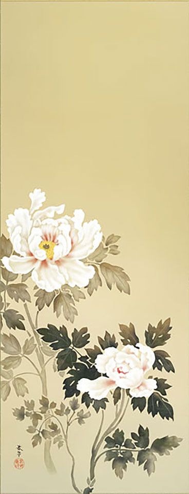 朝之牡丹 掛け軸｜菱田春草 花鳥画 名作複製 – 寿鳳人形の東芸