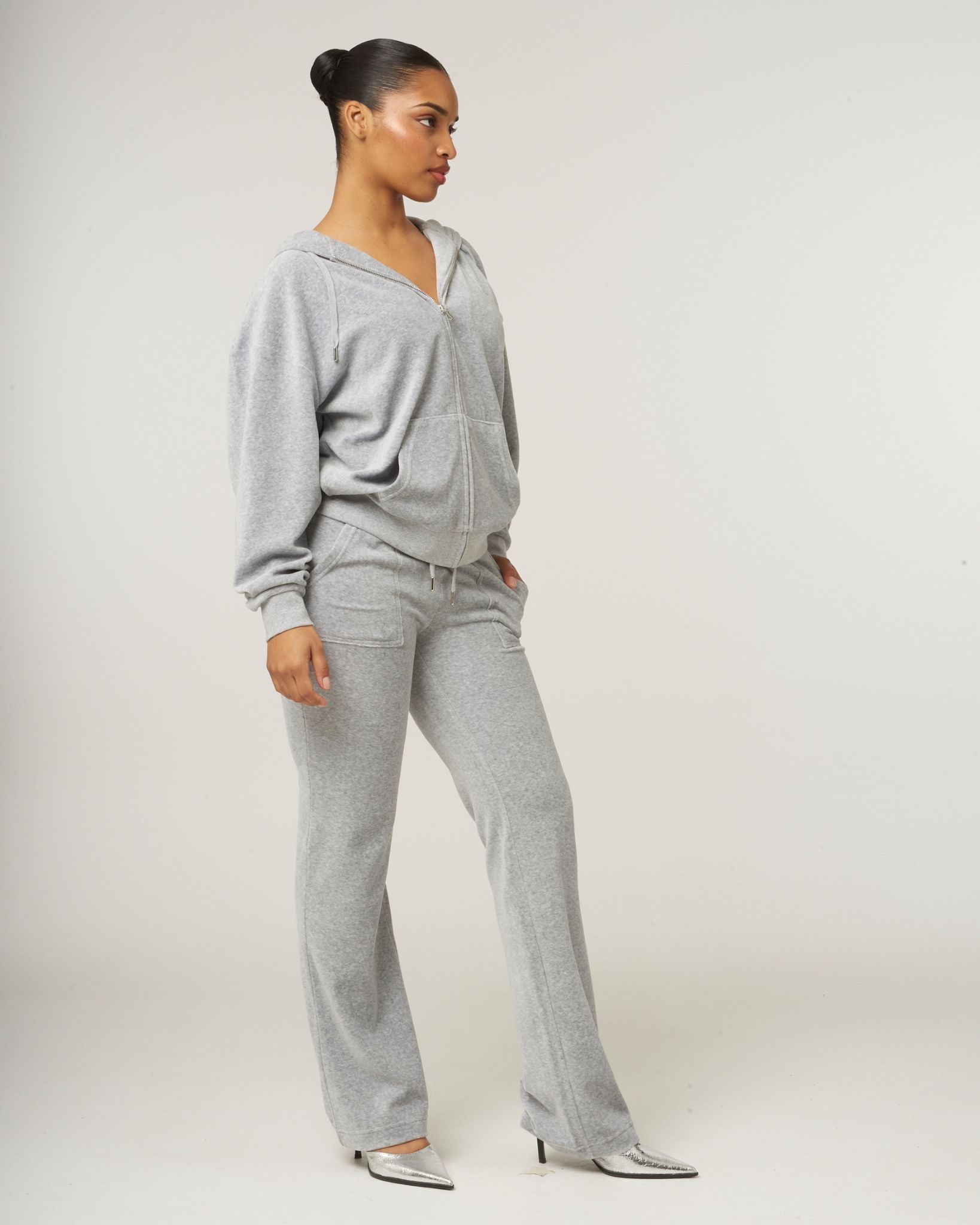 Halan Oversized Zip Through Hoodie Silver Marl – Juicy Couture