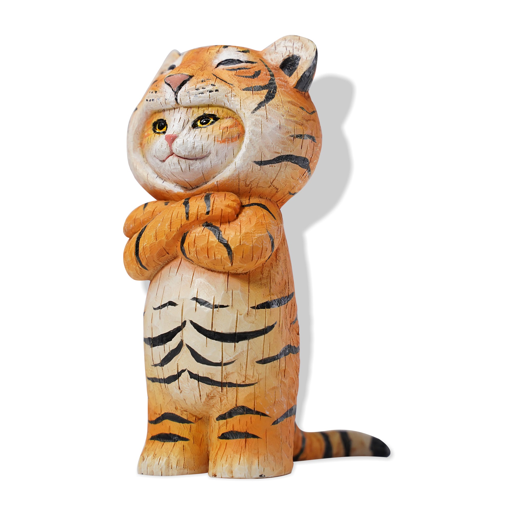 H2201 虎の皮を被った猫 木彫り猫1.0 JXK Studio 出品