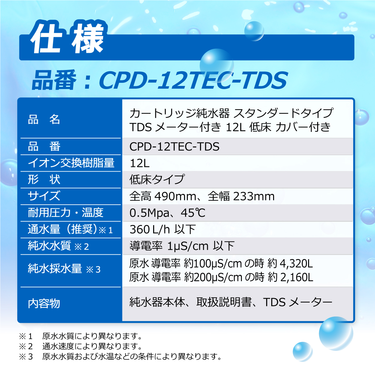 サンエイ化学 カートリッジ純水器 12L スタンダードタイプ TDSメーター