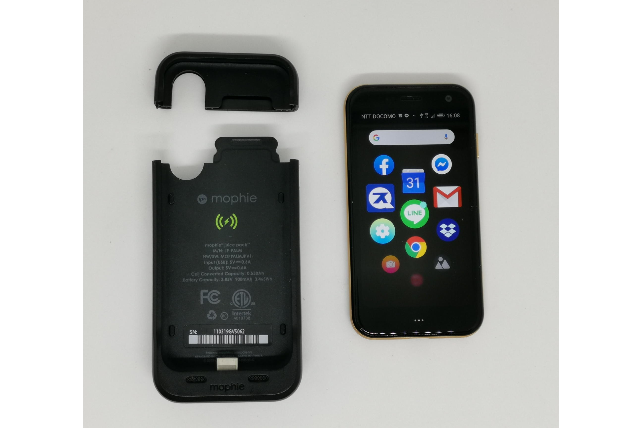 Palm PhoneのフットプリントのままでQi対応＋バッテリー2倍化できる