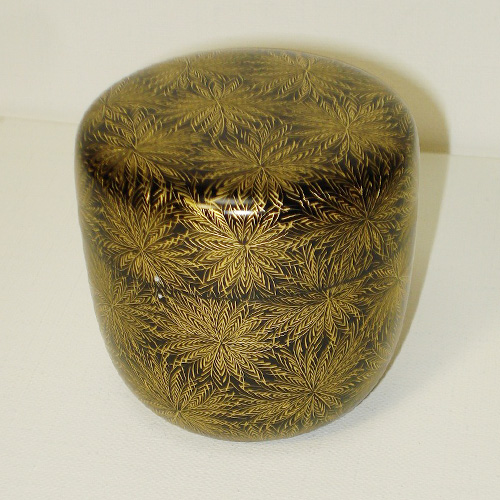 輪島塗 小棗 利休形 -しのぶの沈金仕上げ- [金色]｜輪島市の輪島塗漆器