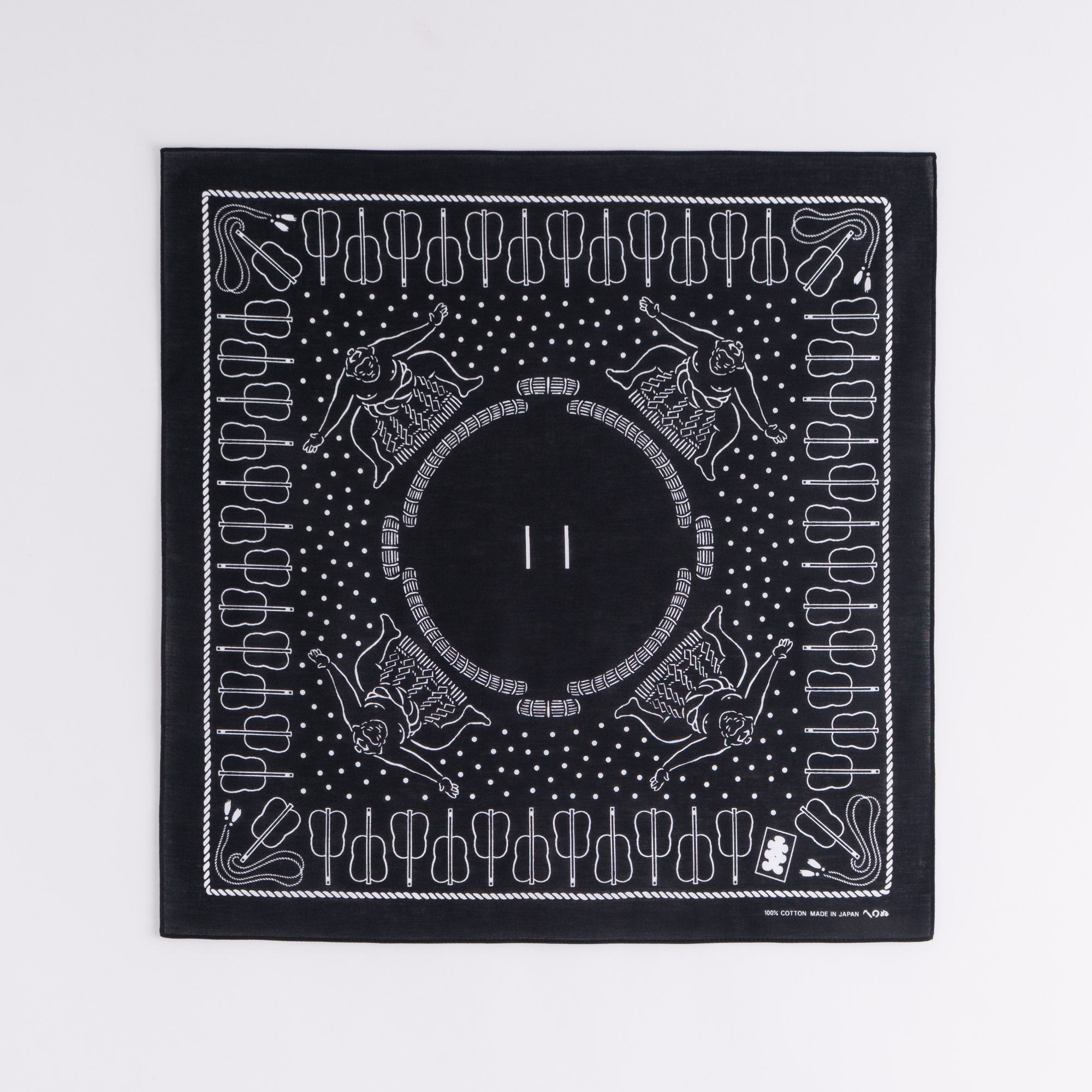 和もようのバンダナ 相撲文 黒