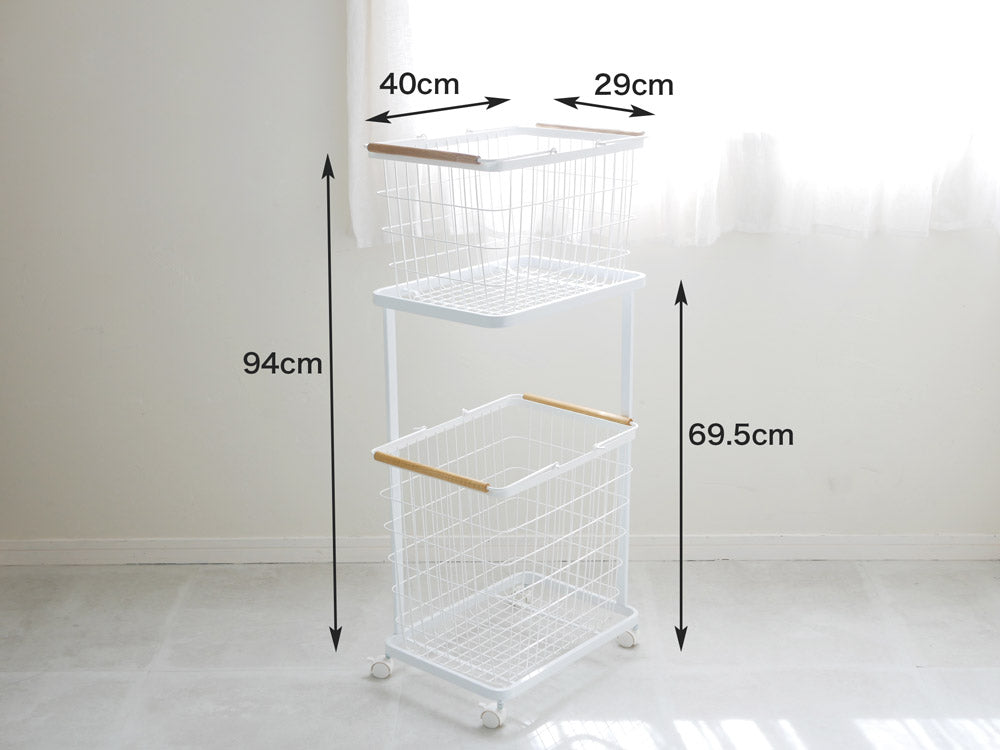 tosca/トスカ＞ ランドリーワゴン＋バスケット / ホワイト – カチモ