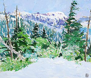 足立真一郎「志賀高原」油彩10号