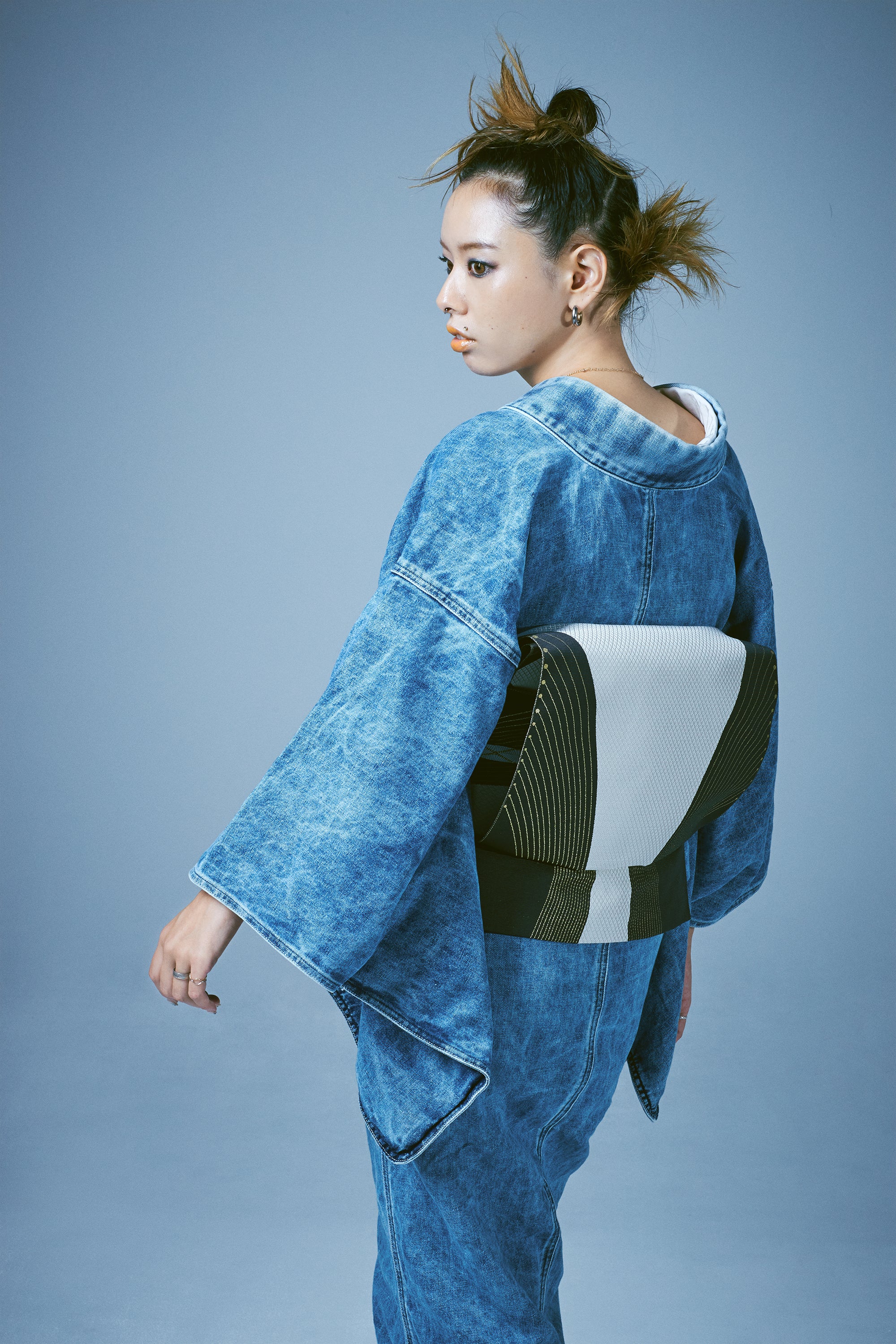 デニム着物｜綿麻 ケミカル｜レディース｜KAPUKI