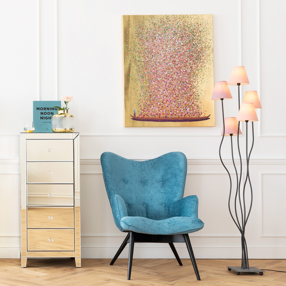 フラワーボート ゴールドピンク 100x80cm タッチドピクチャー ｜【KARE