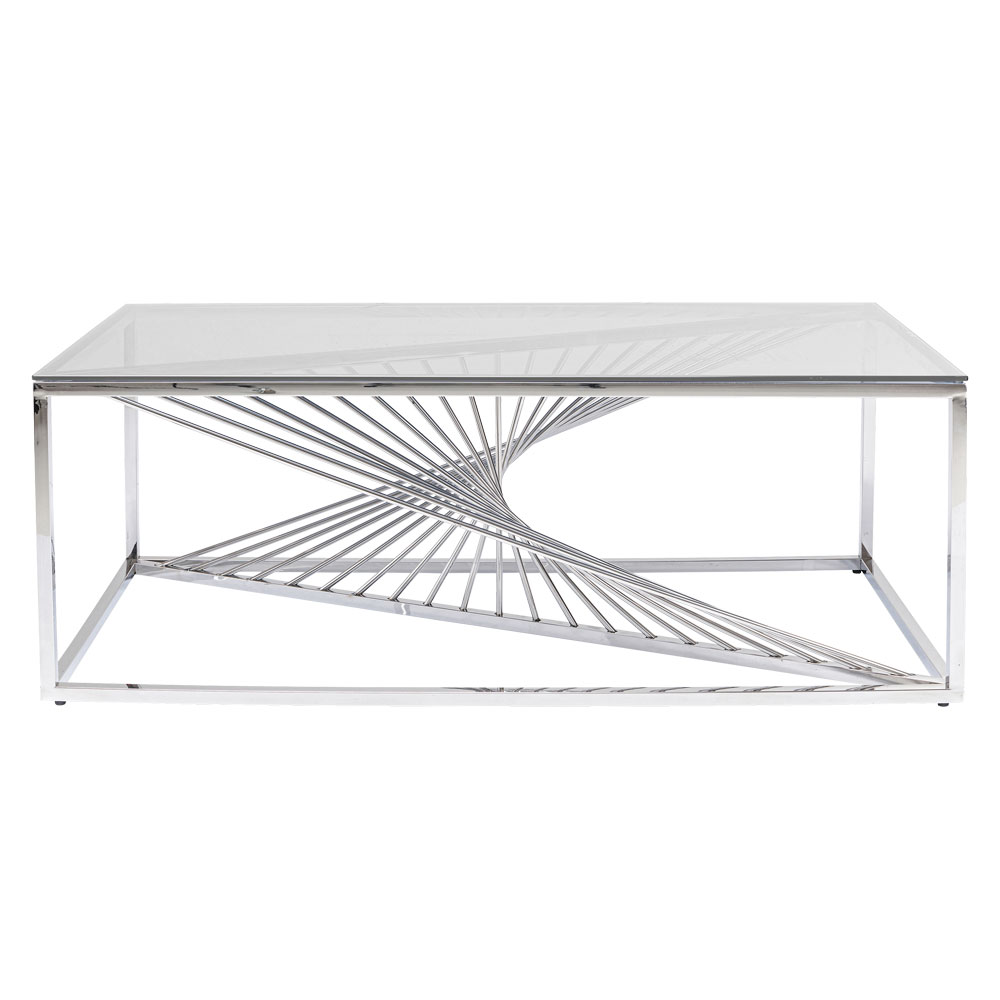 廃番】レーザーシルバークリアガラス 120×60cm コーヒーテーブル/ロー