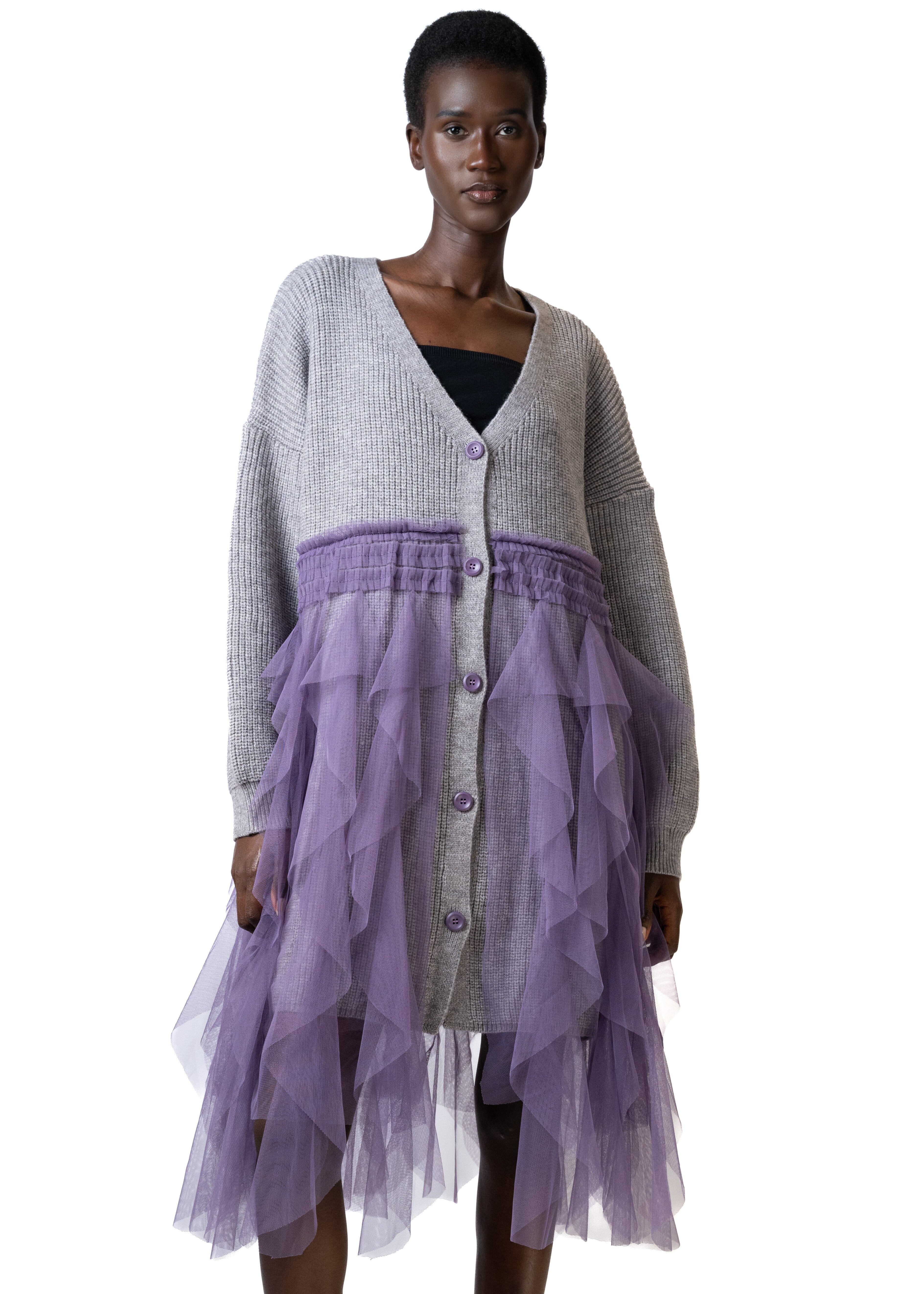 Ruffled Tulle Knit Cardigan - Kate Hewko – Kate Hewko Canada