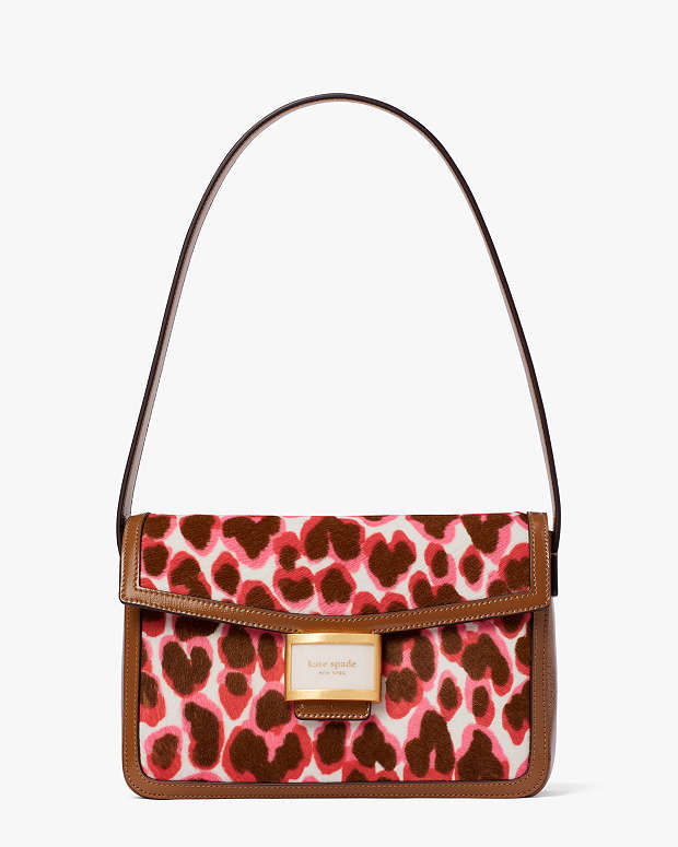 ケイティ レオパード ヘアカーフ ミディアム ショルダー バッグ