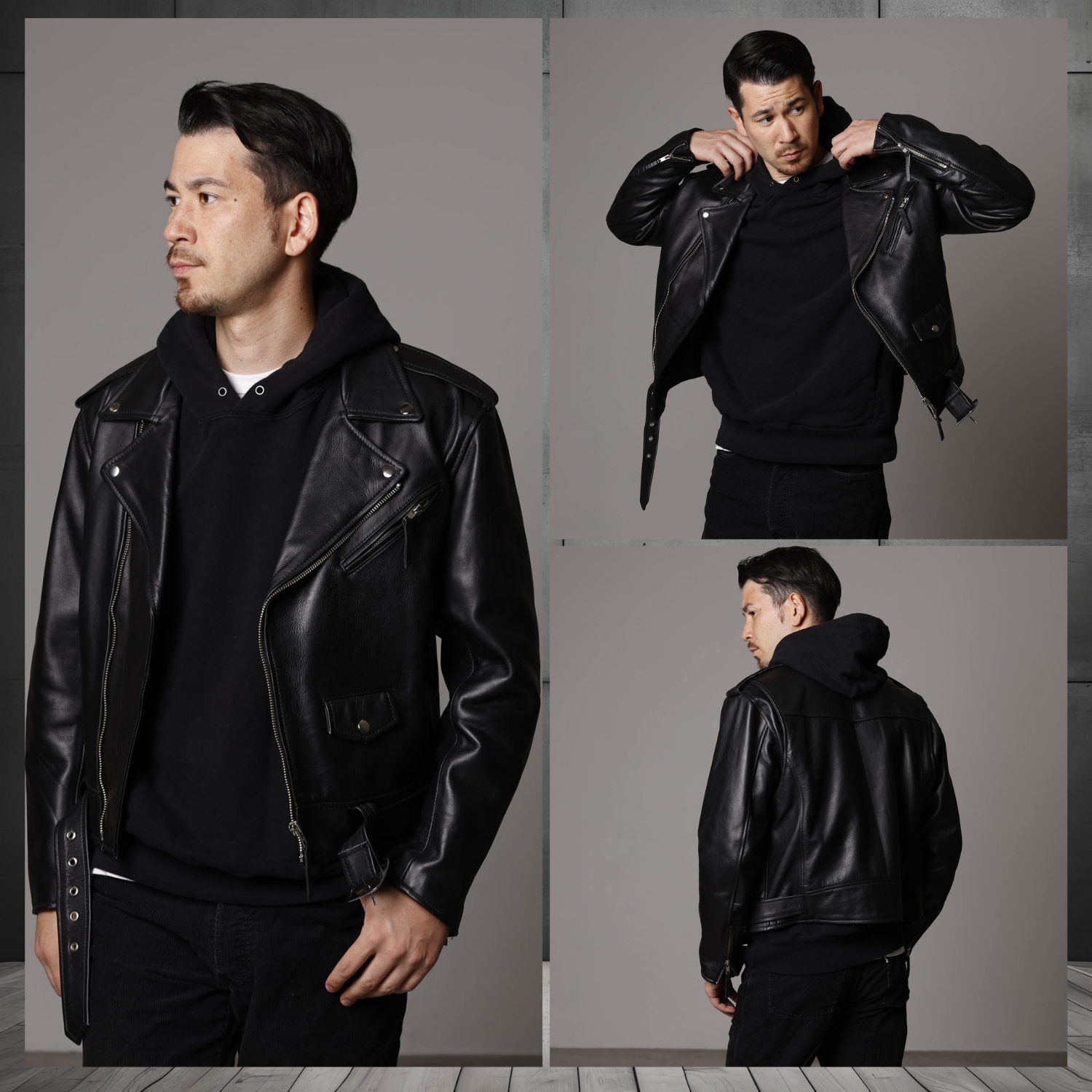 Mo-Laws 牛革 ダブルライダースジャケット USタイプ メンズ ブラック S