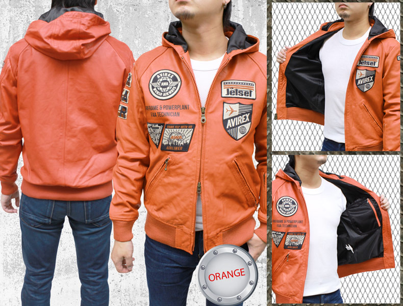 AVIREX(アヴィレックス) 山羊革（ゴート） パーカー レザージャケット