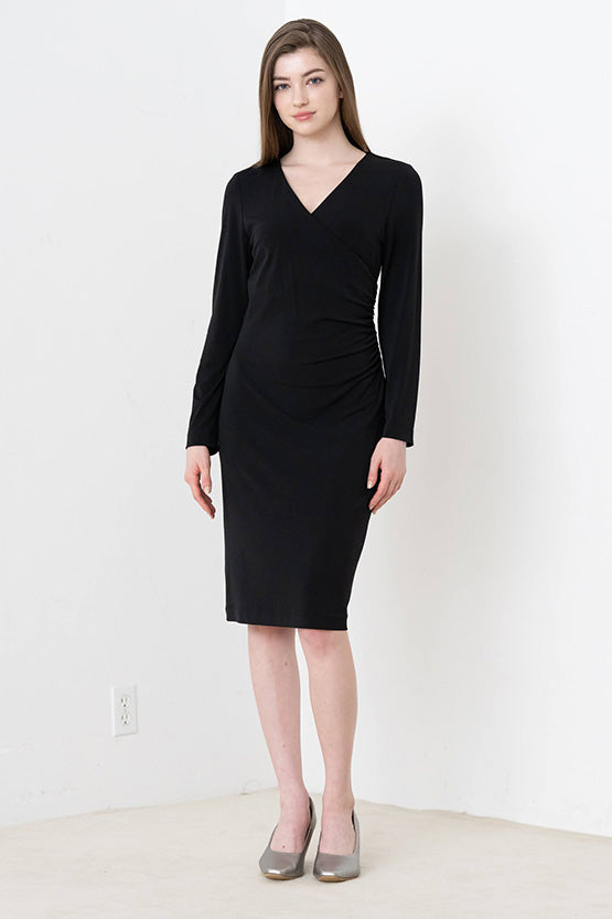 ブラック サイドギャザーワンピース– kay me