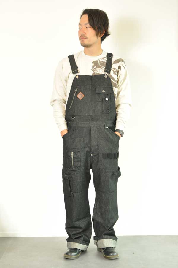 grn outdoor HIASOBI CAMPER BIG BEN OVERALL ブラックデニム メンズ