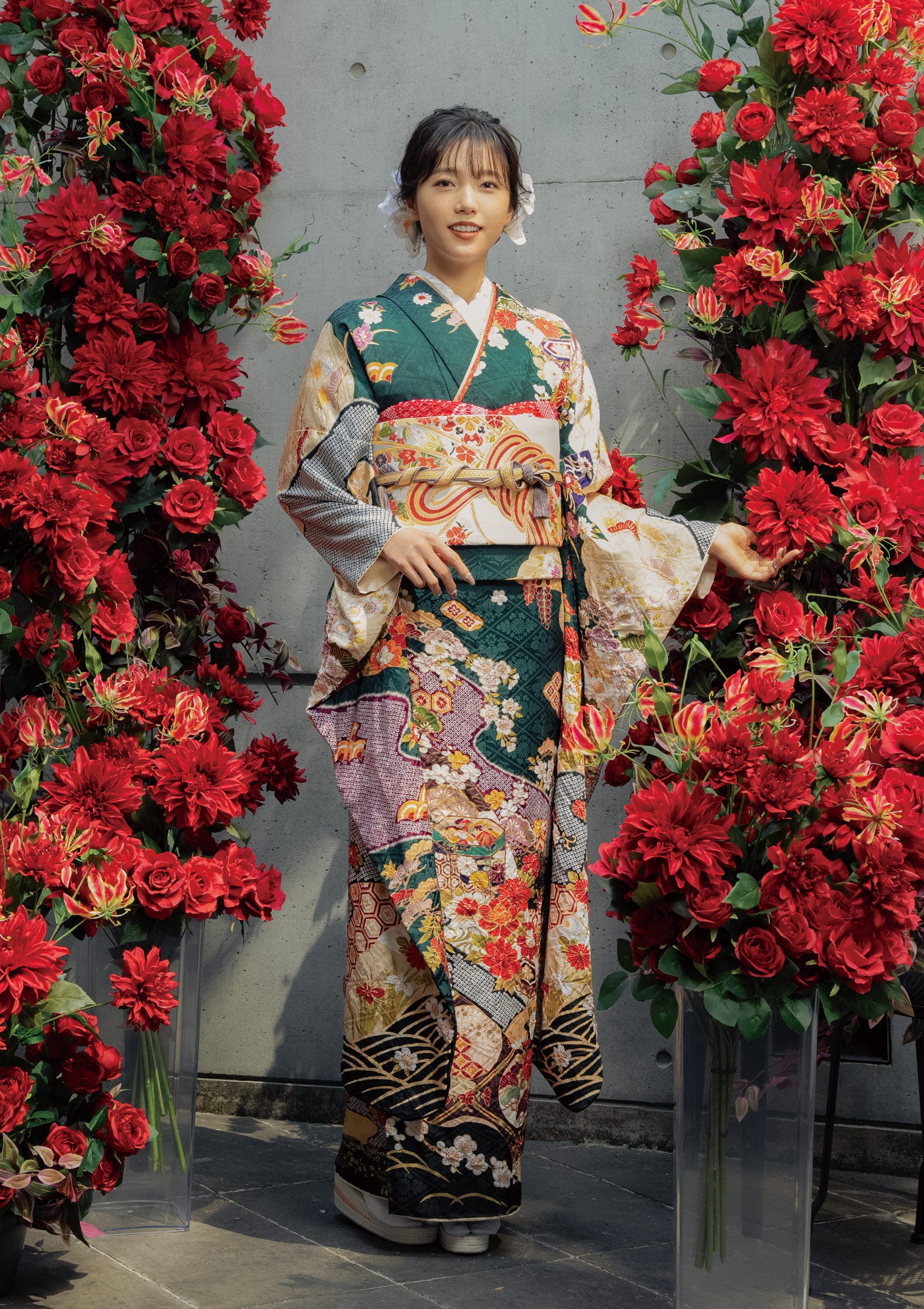 振袖ネットレンタル：緑と格式】伝統的な古典柄/KH-442 – kimono