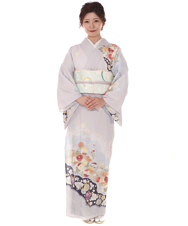 絽 訪問着レンタル（夏用）｜JAPAN STYLE 淡薄藤に菊｜H0292｜L｜宅配