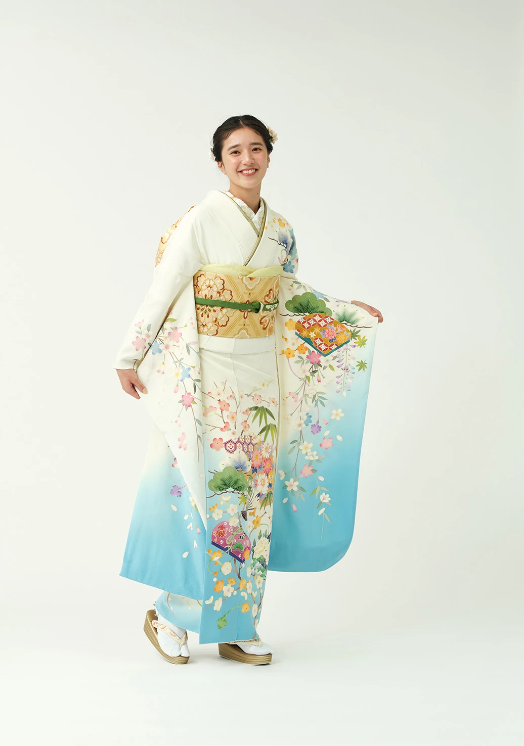 振袖／花文箱／白 | 振袖レンタル·購入や成人式の着付けは「きものやまと」