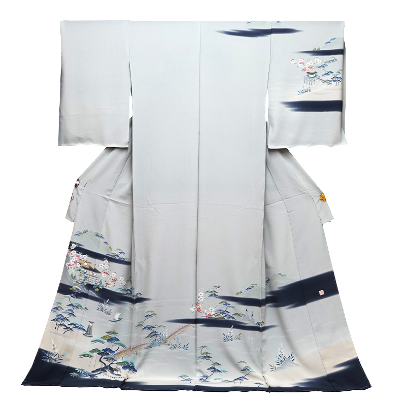 特選京友禅手描訪問着〈霞に茶屋辻模様〉「上野為二」作 − 訪問着｜美